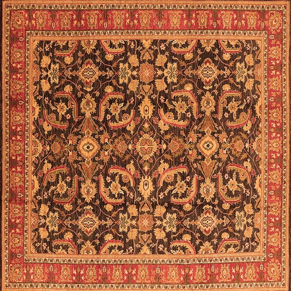 Ahgly Company Indoor Square Oriental Orange Industrial Area Rugs, 6' Square