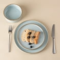 thumbnail image 3 of Famiware Nebula Stoneware Dinnerware Sets, 12-Piece Dish Set, Light Blue with Brown Rim, 3 of 7