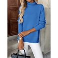 thumbnail image 4 of Zeagoo Women' Turtleneck Sweater Long Sleeve Spilt Hem Casual Knit Pullover Chunky Fall Winter Jumper Top, 4 of 6