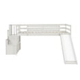 thumbnail image 3 of Gewnee Wood Twin Low Loft Bed with Storage Staircase and Safety Guardrails for Kids,White, 3 of 10