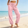 thumbnail image 3 of Resicozy Womens Joggers with Pockets Drawstring Elastic Waist Athletic Lounge Pants Casual Fashion Solid Color Trousers Pink M, 3 of 5