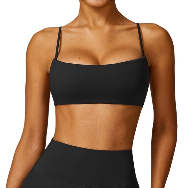 Sujetador deportivo con cuello cuadrado for mujer, tirantes finos, camisola acolchada, Yoga, espalda cuadrada inalámbrica, sujetador de entrenamiento, Top corto