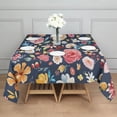 thumbnail image 3 of Pioneer Flower Floral Print Pattern Square Tablecloth,Waterproof Square Table Cover,Wipeable Spillproof Washable Table Cover for Home Kitchen Party Decor 52"x52"(132x132cm), 3 of 6