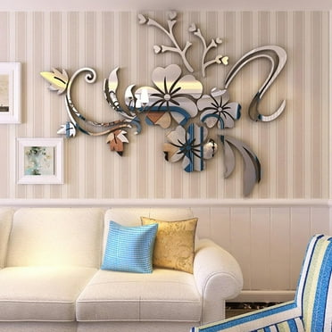 Sufanic 3D Mirror Flower Art Removable Wall Sticker Acrylic Mural Decal Home Room Decor