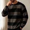 thumbnail image 5 of SEROYE Mens Knit Sweaters Color Block Wide Horizontal Striped Long Sleeve Crewneck Ribbed Trim Pullover Casual Tops (XS, Brown), 5 of 5