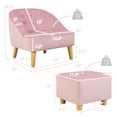 thumbnail image 4 of Costway Kids Sofa Chair w/ Ottoman Toddler Single Sofa Velvet Upholstered Couch Pink, 4 of 9