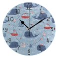 thumbnail image 4 of Whales Boats Waves Swimming Circles Round Wall Clock Silent Analog Battery Operated Gold Pointer Home Decor 9.84" Diameter, 4 of 11