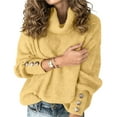 thumbnail image 2 of Women's Oversized Chunky Pullover Sweaters Cowl Neck Long Sleeve Winter Slouchy Loose Knit Sweaters Yellow XXL, 2 of 8