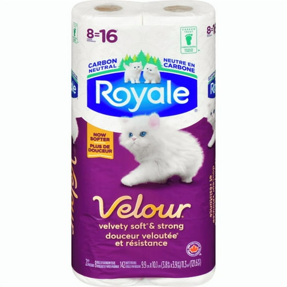Velour Toilet Paper, 8=16 Rolls, 142 Bath Tissues per roll