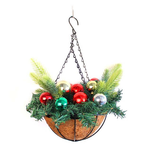 Cesta colgante navideña artificial, decorada, racimos de bayas, decoración navideña de colección C como se muestra, como se muestra