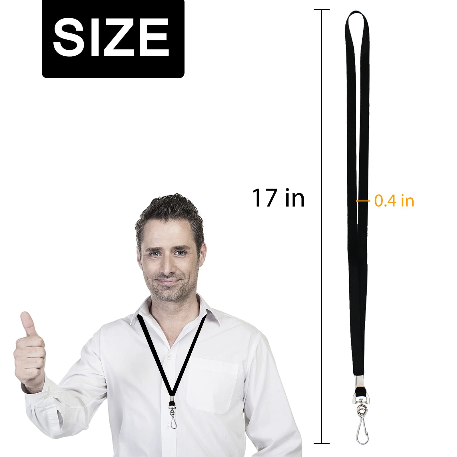 Black Lanyards Bulk 50 Packs For Id Badges With Swivel Hook Clips Name Tag Lanyard Holder