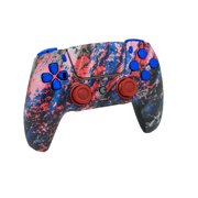 Custom Controllerzz Custom Wireless Controller Compatible with PS5 - Multiple Designs Available (Glacier Burn & Blue Chrome Inserts)