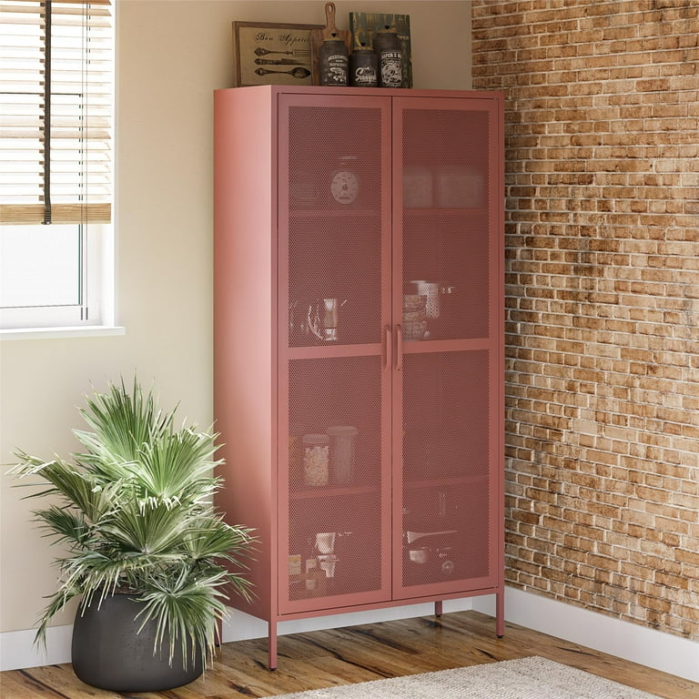 Novogratz Channing Tall 2 Door Storage Cabinet-Mesh Metal Locker