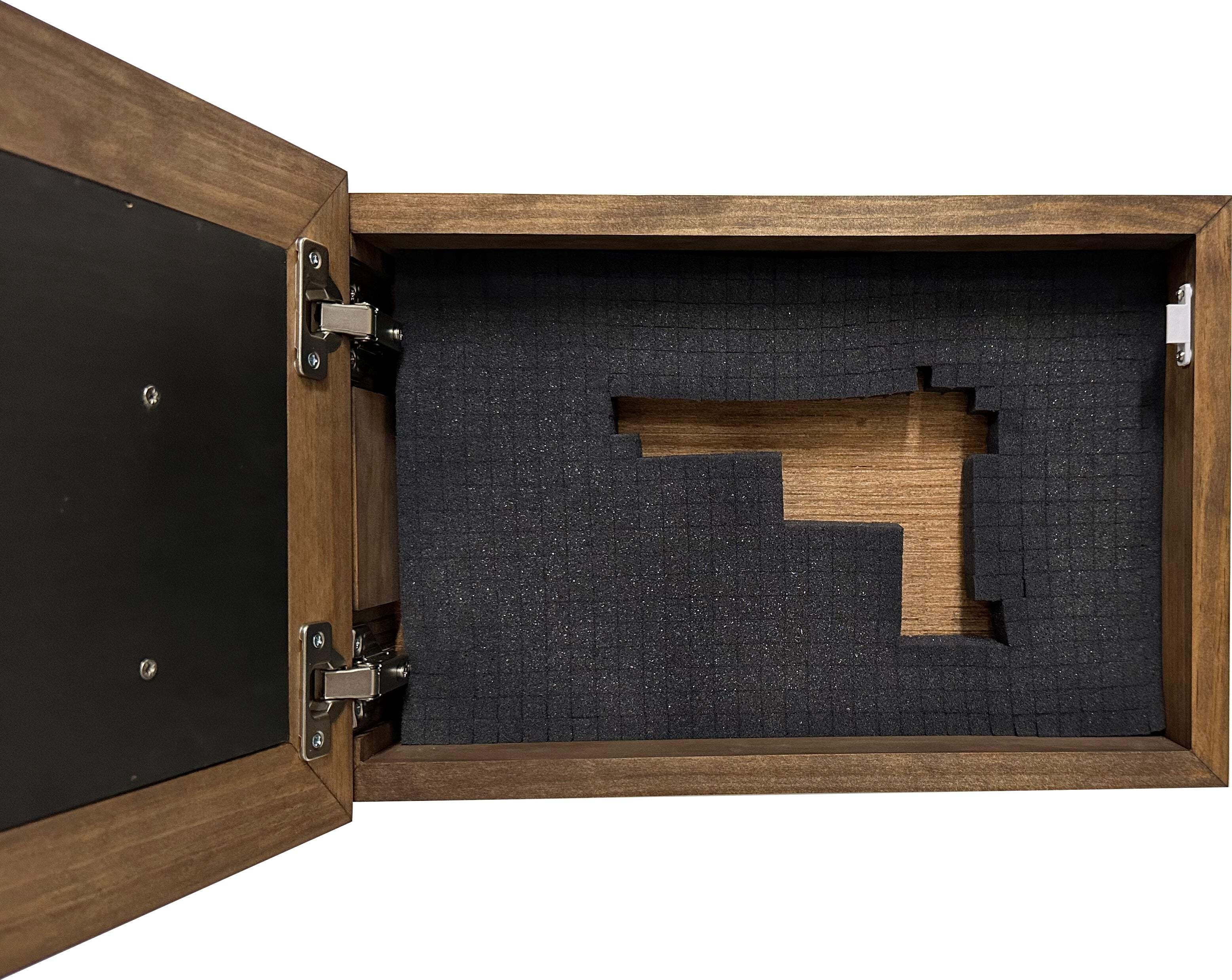 Bellewood Designs Decorative Gun Cabinet Wall-Mounted  Secure with a Cross and Exodus 22:2 - Gun safe To Securely Store Your Gun  Home Self Defense Gear