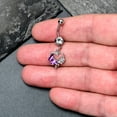 thumbnail image 2 of Body Candy Womens 14G 316L Stainless Steel Navel Ring Piercing Butterfly Rose Flower Purple Mens Dangle Belly Button Ring, 2 of 6