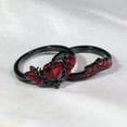thumbnail image 7 of Matching Rings Black Gold Plated Couple Rings Wings 1CT Heart Red CZ Wedding Ring Sets, 7 of 7
