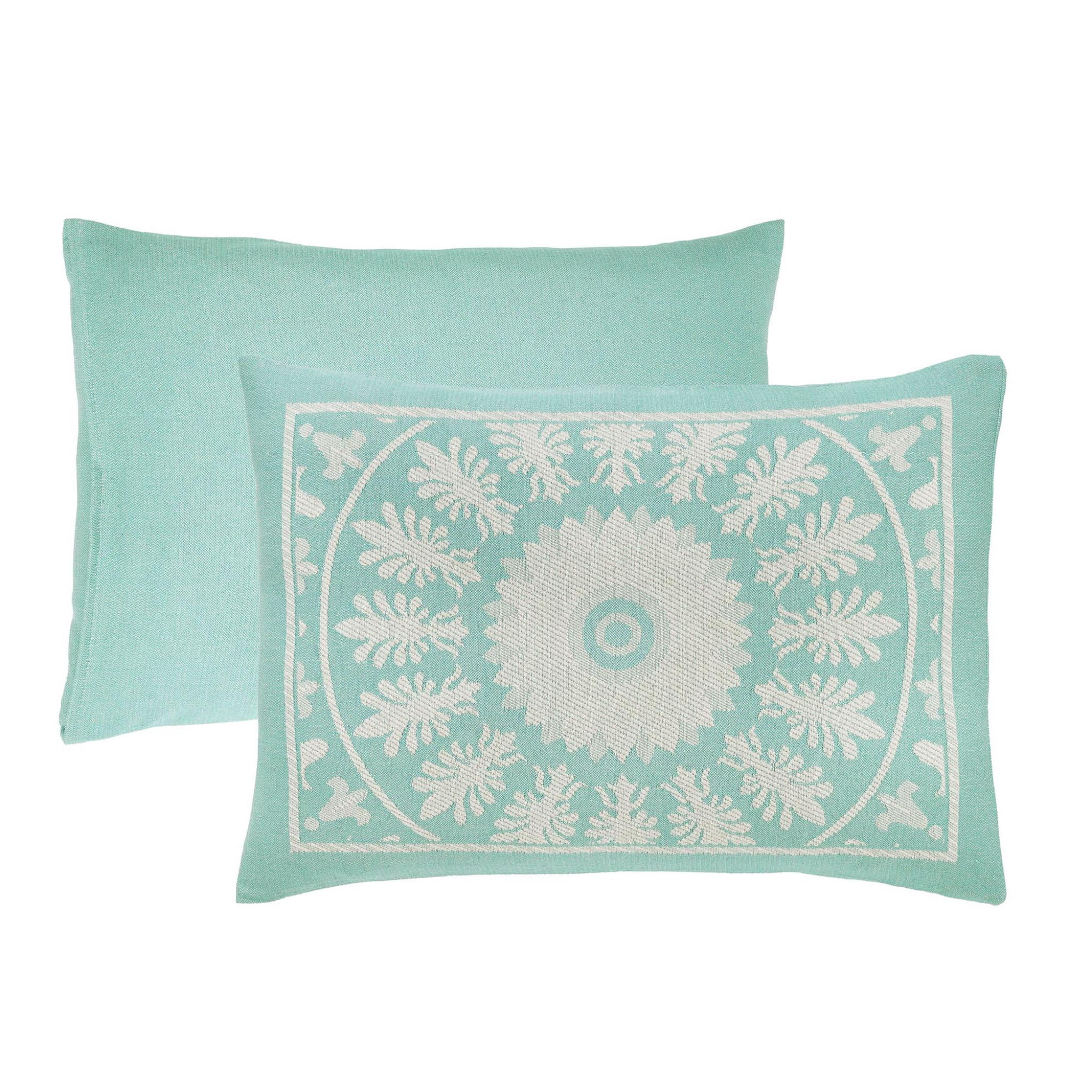 Superior Cotton Blend Woven Jacquard Vintage Medallion Bedspread Set, Full, Turquoise