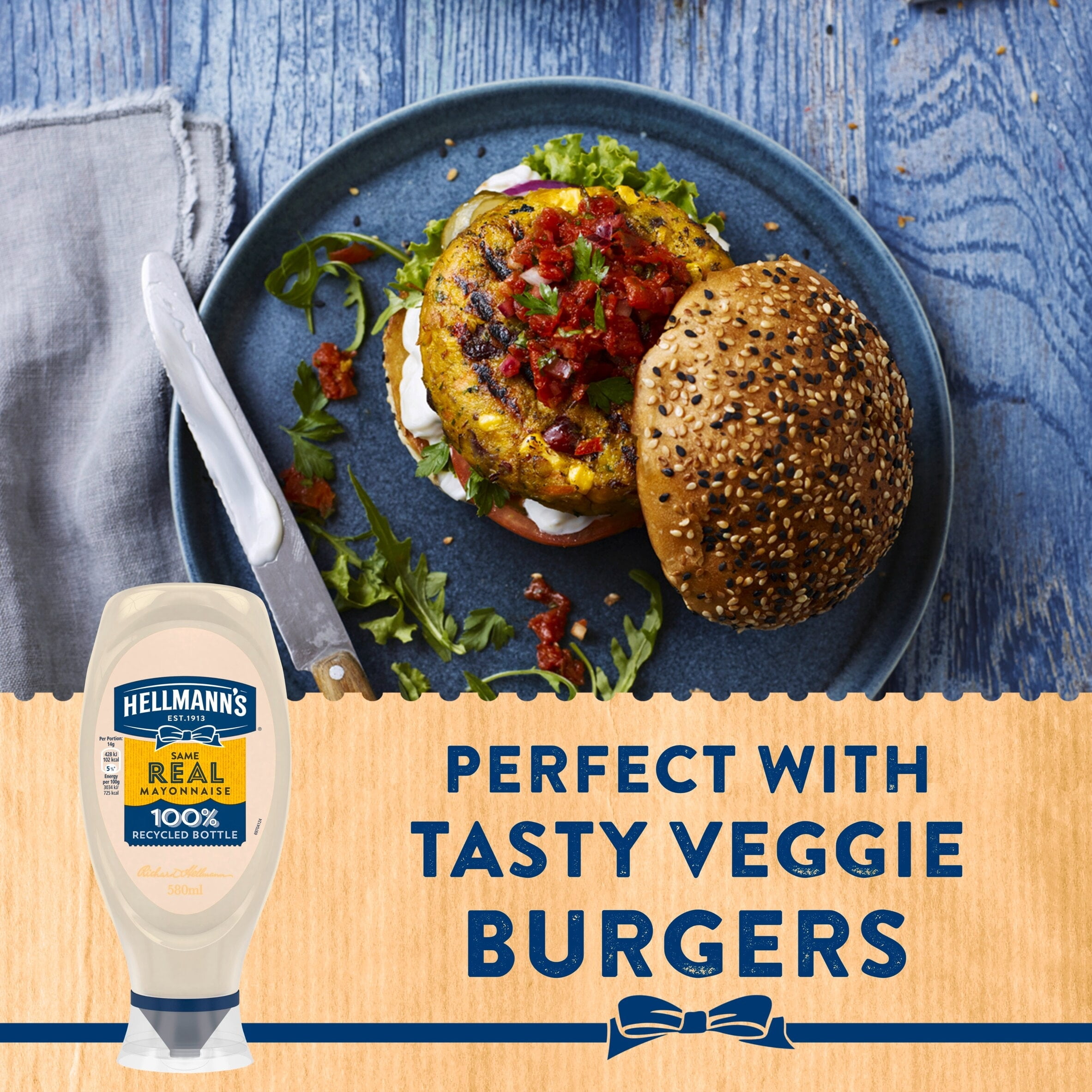 Hellmann's Real Mayonnaise Squeezy 580ml, Imported from Britain