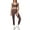 Brown, variant on Womens Workout Set Two Piece U Back Color Block Sports Bra Matching High Waist Leggings Gym Work Pilates Outfits