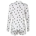 thumbnail image 5 of HUBERY Women Lapel V Neck Tree Pattern Long Sleeve Pocket Sleepwear Set, 5 of 8