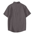 thumbnail image 6 of Qwertyu Men's Linen Shirts Short Sleeve Button Up Lightweight Summer Casual Pocket Solid Color Beach Shirts with Pocket Dark Gray XL, 6 of 7