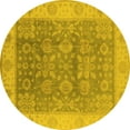 thumbnail image 1 of Ahgly Company Indoor Round Oriental Yellow Traditional Area Rugs, 5' Round, 1 of 4
