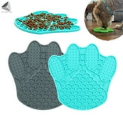 PULLIMORE Pet Slow Feeder Mat Raw Paws Silicone Non Slip Dog Feeding Mat for Training Dog Anxiety Relief (Gray)