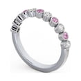 thumbnail image 2 of 0.60 Ct Excellent Round Cut Natural Diamond Pink Sapphire Shiny Half Eternity Band for Women 14K White Gold Size 9, 2 of 7
