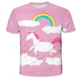 thumbnail image 1 of Girls 3D Unicorn Print T-shirt Cute Pink Unicorn T-shirt Girls Summer T-shirt Tops Kids Cartoon Clothes Casual Teen T-shirts5T Gong Bohan LED, 1 of 2