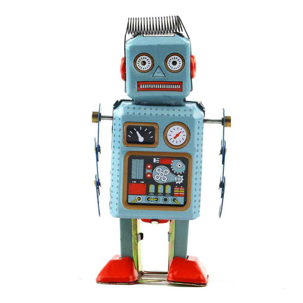 Metal Clockwork Wind Up Walking Iron Robot Toy Retro Mechanical Kids Gift 