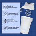 thumbnail image 3 of CREAWELLAY Paquete de 2 botellas cocteleras para mezclas de proteínas, botella pequeña coctelera de proteínas de 17 oz con asa, vasos coctelera de gimnasio con bola de mezcla para preentrenamiento, si, 3 of 5