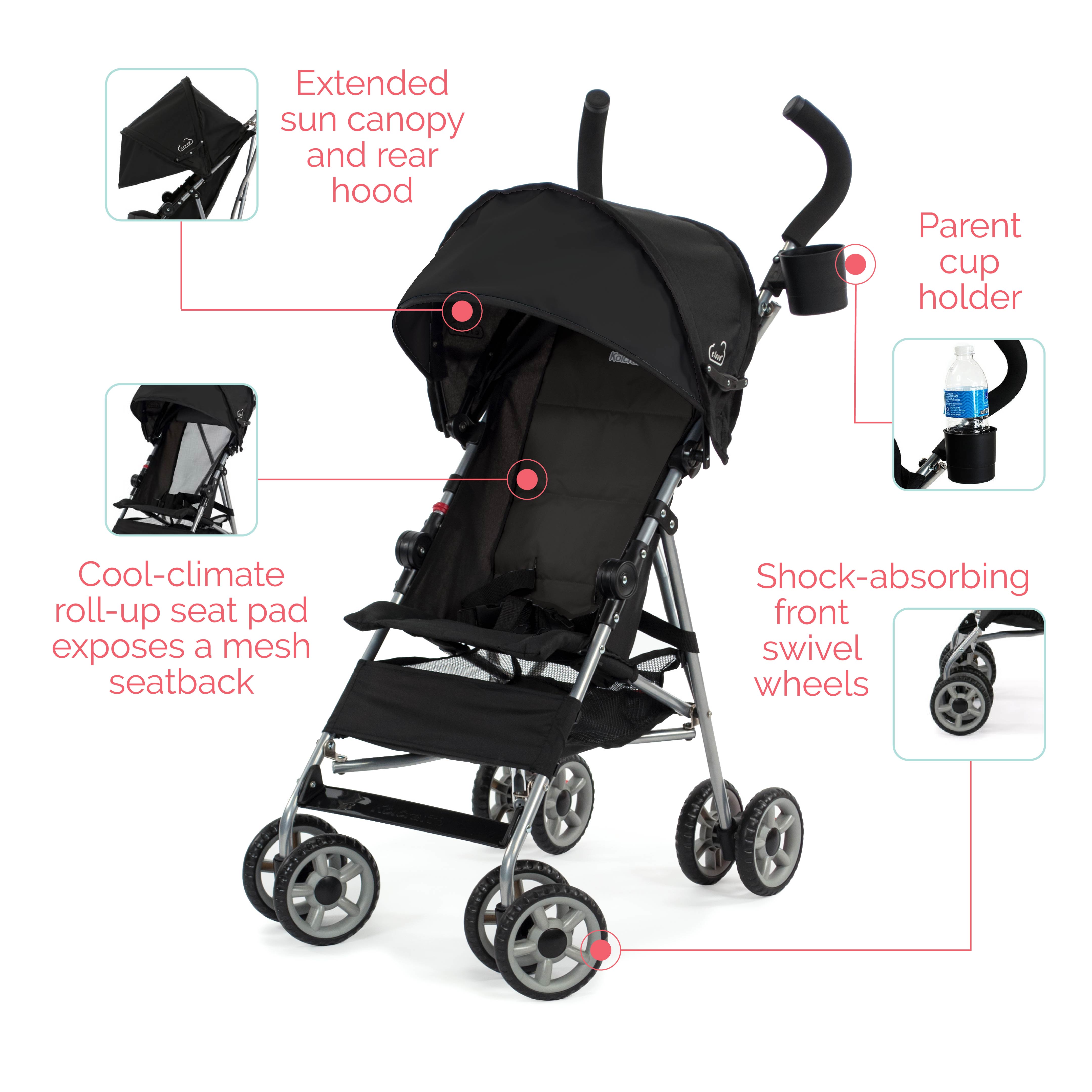 Kolcraft Cloud Umbrella Unisex Stroller Black for Child/Toddler - image 4 of 9