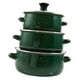 thumbnail image 1 of Olla esmaltada de 3 piezas con tapa, creativa, práctica, resistente al calor, para cocinar verde, 1 of 9
