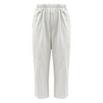 thumbnail image 4 of Pxiakgy Cropped Pants for Women Pocket Cotton Linen Fashion Solid Color Pants Casual Long Pants White 3Xl, 4 of 5