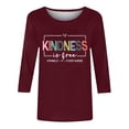 thumbnail image 3 of Womens Summer Tops Fashion Round Neck Letter Print 3/4 Sleeve Womens T Shirts, 3 of 3
