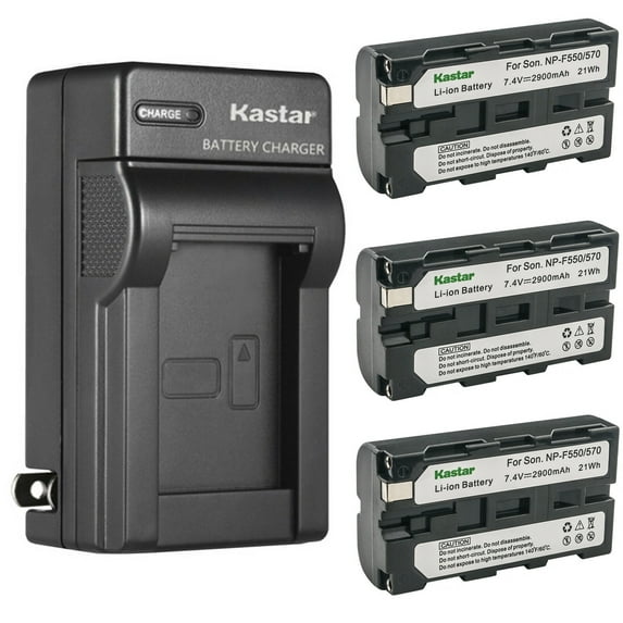 Kastar 3-Pack NP-F570 Battery and AC Wall Charger Replacement for Kinefinity KineKIT Edge Camera Cage
