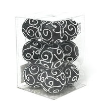 Allgala 12 Pack 3 Inch Christmas Tree Ornament Balls-Glitter Decorated Foam Large Xmas Ball-Black