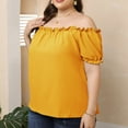 thumbnail image 5 of Ussuma off The Shoulder Tops for Women Plus Size Tops for Women Women'S Tops Large Solid Color Short Sleeve Straight Neck off Shoulder Shirt Tops My Order Solidcolor, 5 of 6