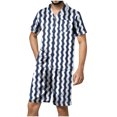 thumbnail image 2 of Mens Satin Pajama Sets with Pockets Lightweight 2 Piece Loungewear Outfits Stripe Printed Short Sleeve Shirts and Shorts Sleepwear Set, 2 of 4