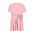 thumbnail image 5 of Lovskoo Dress for Women 2024 Babydoll Dresses Short Sleeve Pleated A-Line Dress Cute Summer Trendy Clothes Pink, 5 of 9