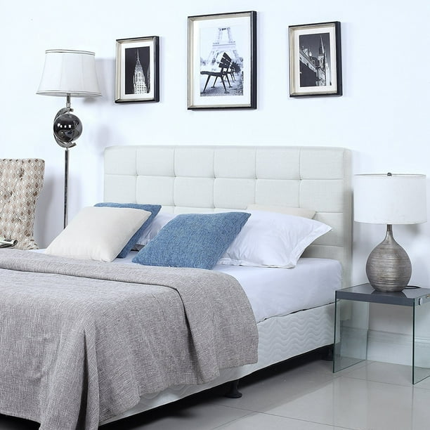This makes a big enough head board for a twin bed, but you could expand it to accommodate any size of bed. classic deluxe tufted ivory fabric headboard queen