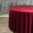 thumbnail image 2 of 120 Inch Round Velvet Tablecloth - Burgundy, Wedding Linen Tablecloth for Standard 5 ft. Round Tables, 2 of 5