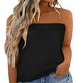 thumbnail image 1 of QJUHUNG Femmes Été Tube Tops Bustier Couleur Unie/bandes/drapeau Extensible Débardeurs, 1 of 2