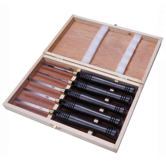 5 Pcs Wood Carving Chisel Set, Chromium Vanadium Steel Woodworking Hand Tools, Ergonomic Wooden Handle Engraving Knives, Pre-Sharpened Professional Sculpting Kit with Storage Box