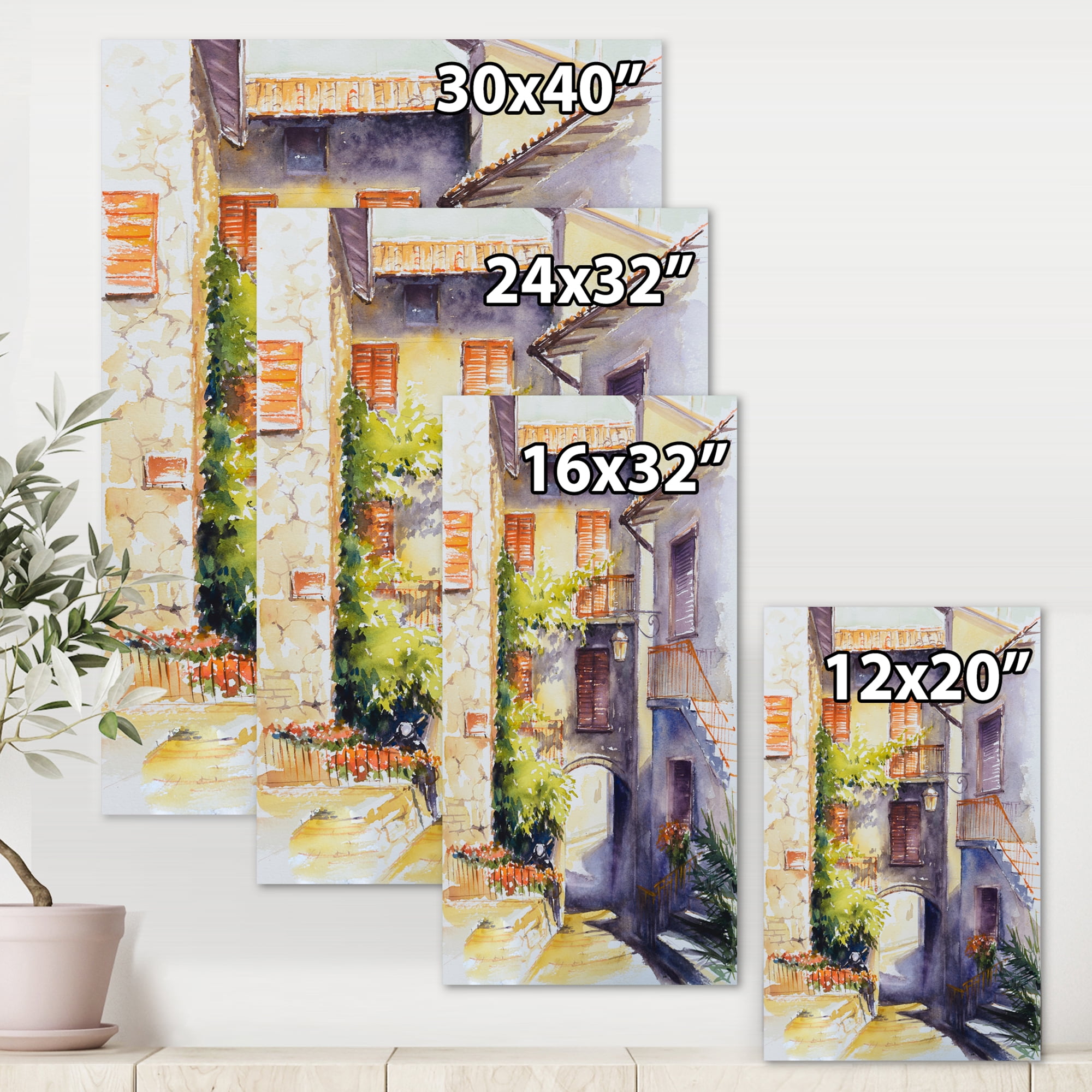 Designart ' Idyllic and Rustic Italian VIllage ' Country Canvas Wall Art Print
