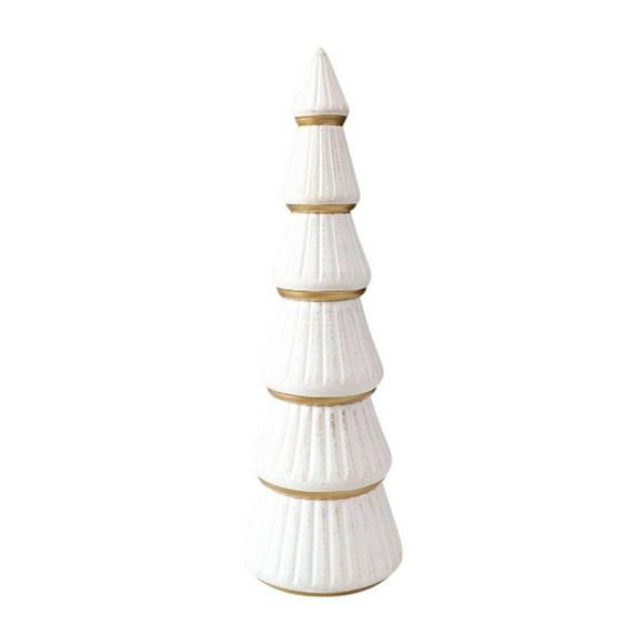 Tnarru Wooden Artificial Christmas Tree Christmas Decoration Figurine Small Tabletop Xmas Tree for Outdoor Mantel Window Shelf Party White 11x11x34cm
