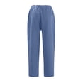 thumbnail image 4 of Linen Pants Women Petite High Waisted Cropped Pants Summer Beach Ankle Length Straight Leg Tapered Trouser Pant, 4 of 5