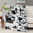 thumbnail image 3 of Home Soft Things Cow Print Double Sided Faux Fur Throw Blanket, Soft Cozy Fuzzy Black and White Throw, 60x80 inches, 3 of 7