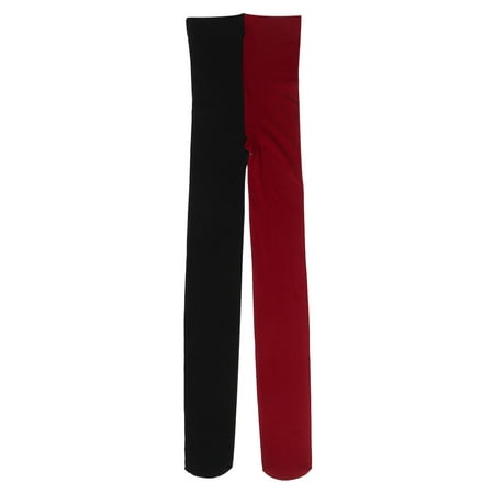 

NUOLUX Fashion Double Color AB Splice Left Right Stockings - Free Size (Dark Red and Black)