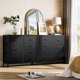 thumbnail image 2 of Cómoda Recibidor con 14 Cajones, Soporte TV 63" y Tomas de Corriente – Mueble Multiusos - Tapizado en tela y cuero negro, 2 of 8